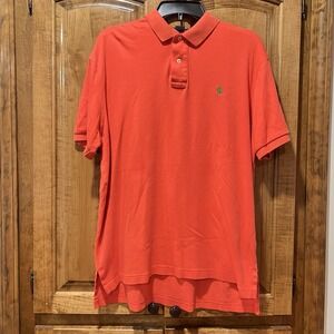 Ralph Lauren Polo‎ Shirt  Mens Large Coral Orange Pima Flesh Pony Casual Preppy
